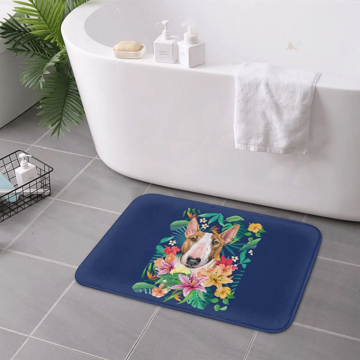 الاستوائية الأبيض وتان ستافوردشاير بول جحر الكلب المضادة للانزلاق ممسحة الكلمة حصيرة السجاد البساط للمطبخ مدخل مسند القدم الحصير #4