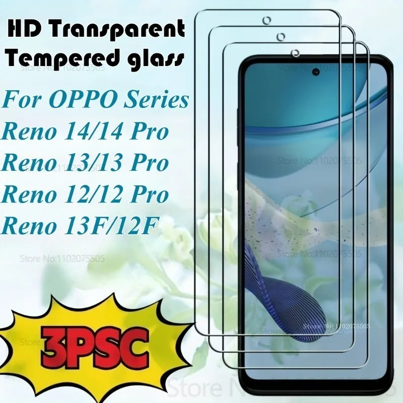 3Pack Ultra HD Transparent Screen Protector Film for OPPO Reno 12/12 Pro 12F 13/13Pro 14/14 Pro Scratch-resistant Tempered Glass