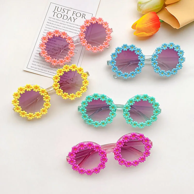 2023 Summer Parent Child Sunglasses Round Flower Baby Glasses UV400 Outdoor Children Sunglasses Protection Eyewear детские очки