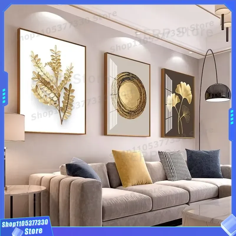 Luxury Abstract Gold Leaf Wall Art Modern Nordic Poster Printing Oil Painting Canvas Living Room Home Decoration Picture