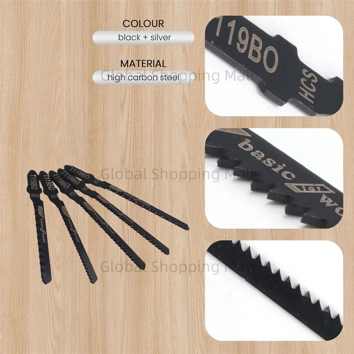 5pcs T119BO Jigsaw Blades Set T-Shank Jig Saw Blade 12 TPI Metal Wood Assorted Blades For Wood Plastic Metal Cutting Tools
