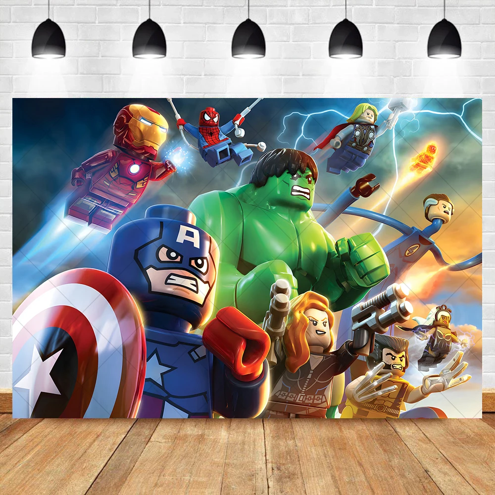 Cartoon Marvel Superhero Backdrops Custom Banner Avengers Theme Birthday Photography Poster Studio Wall Decoration Background