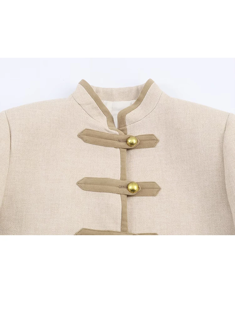 

HH женская зимняя новая модная однобортная куртка с подкладкой на плечах и веревочным узлом, женская темпераментная куртка с воротником-стойкой, повседневное пальто с карманами