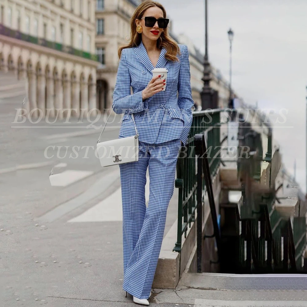 

Luxury Women's Suits Clothing Elegant Double Breasted Peak Lapel Slim Fit 2 Piece Jacket Pants Sets Customzied Female Clothing