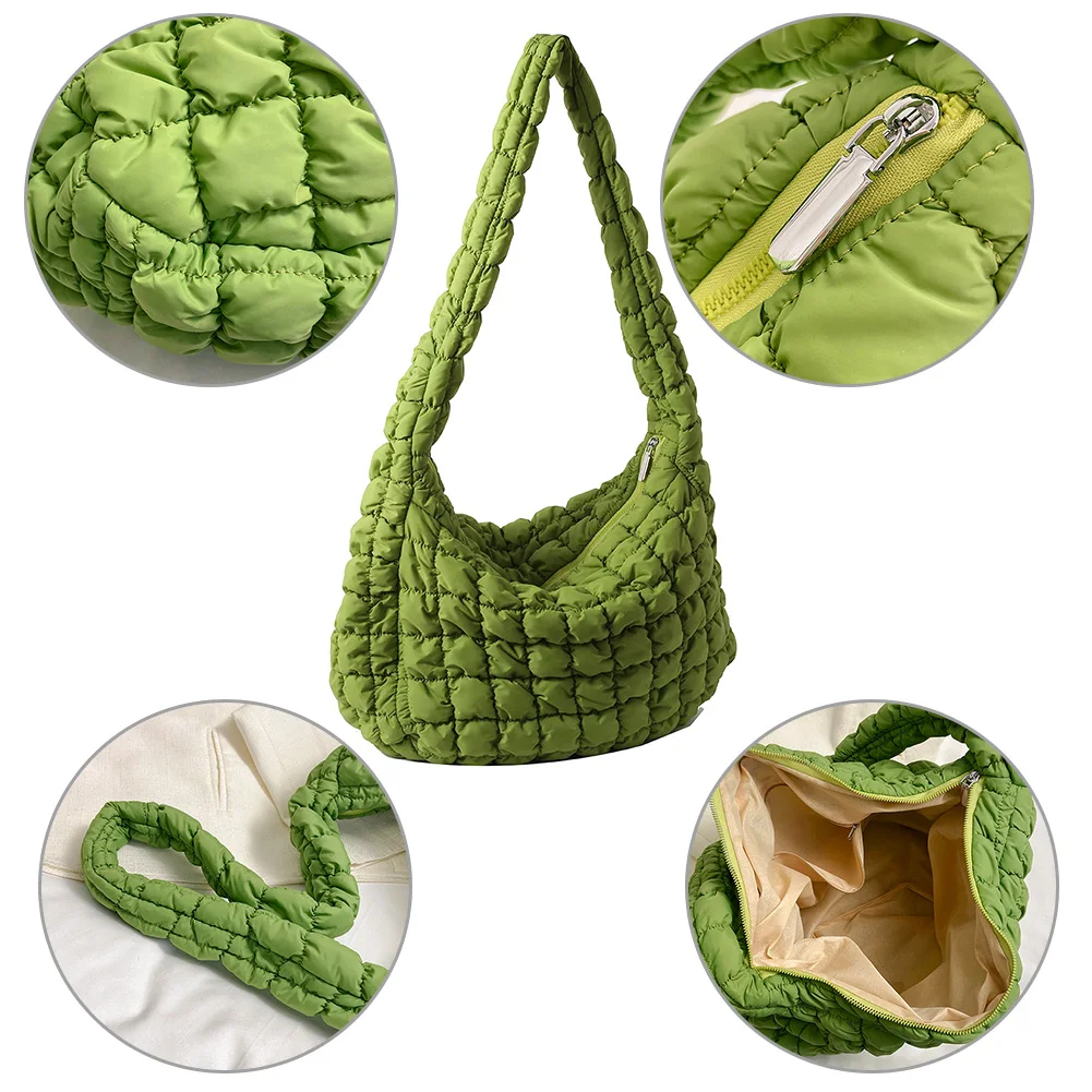 2024 NEW Quilted Padded Crossbody Bag for Women Pleated Bubbles Cloud Shoulder Bags Large Capacity Tote Bucket Bag Ruched Bags