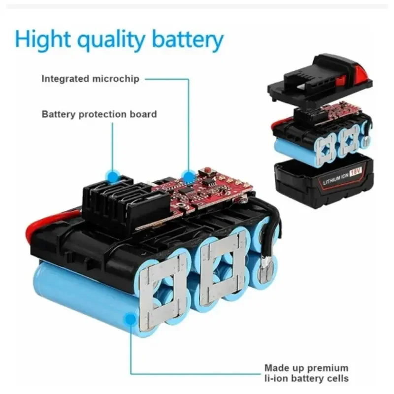 18V 8000mAh Replacement Li-ion Battery for 48-11-1815 Compatible with Milwaukee Headlamp Flashlight & other Milwaukee 4V Devices