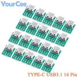 20pcs/1pc USB 3.1 Type C Connector 16Pin Female to 2.54mm Test PCB Board Adapter Socket For Data Line Wire Cable Transfer