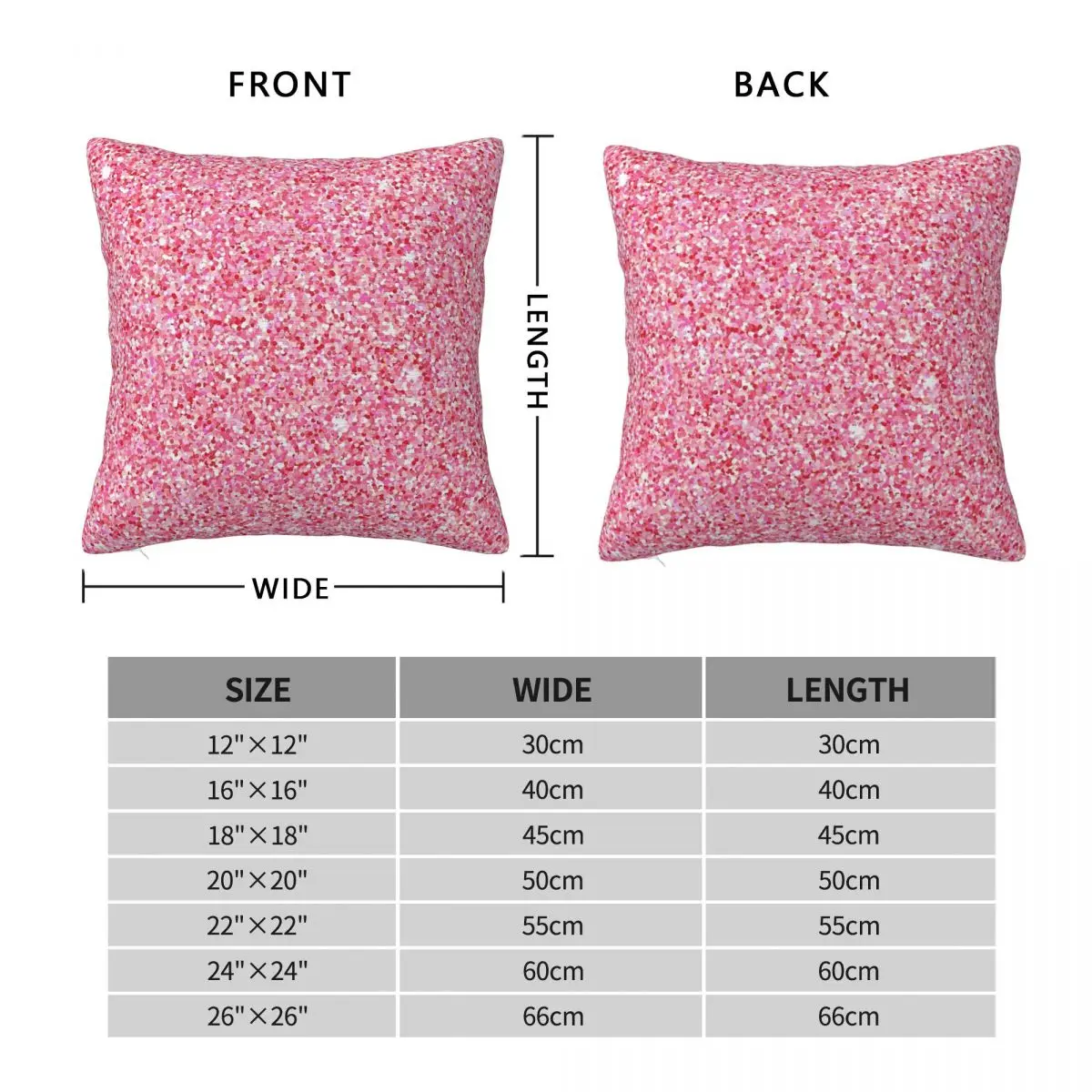 Hot Pink And Red Stardust Square Pillowcase Pillow Cover Polyester Zip Decorative Comfort Throw Pillow for Home Living Room