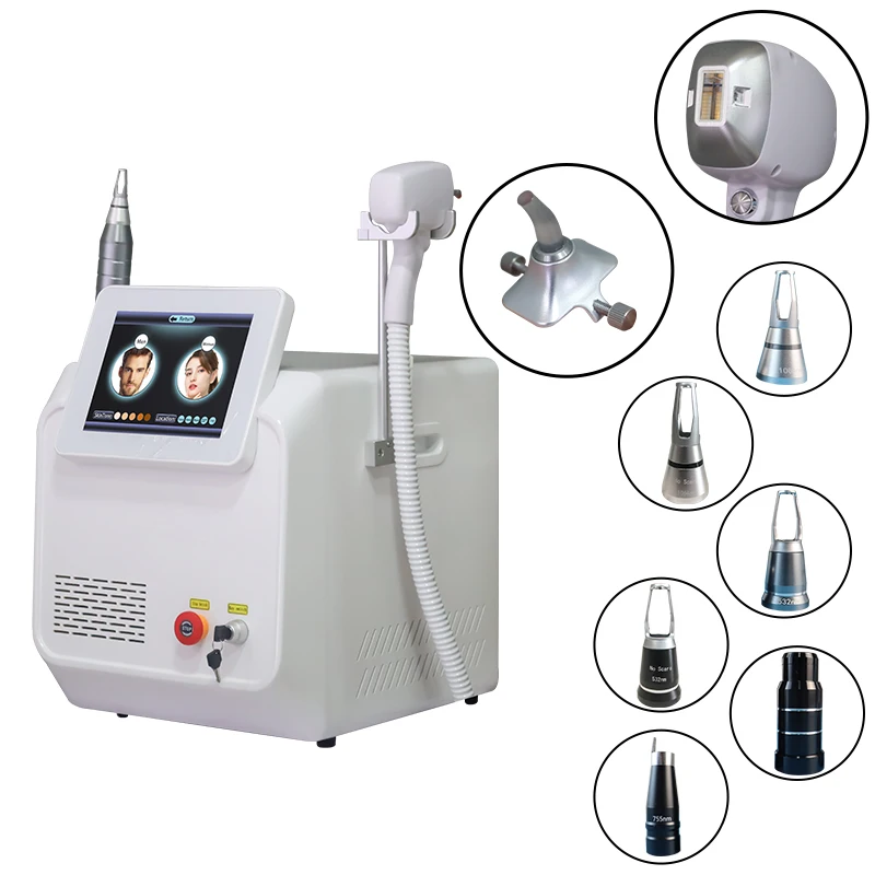 2 in 1 Diode Laser 3-Bands Hair Removal Epilator nose hair gadget Q-Switched Tattoo Removal Machine 1320 1064 532 755nm