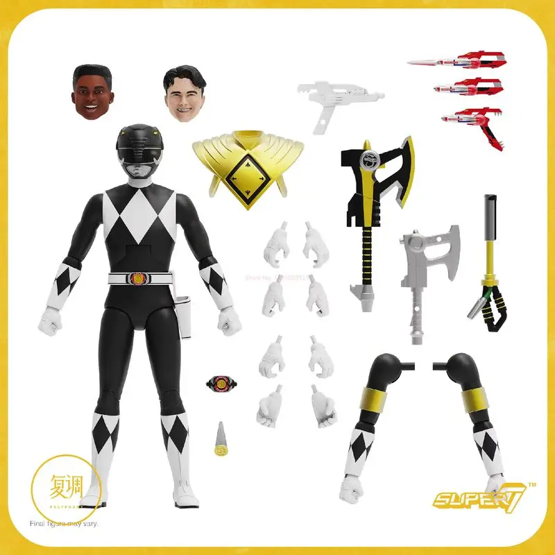 In Stock Super7 1/12 Soldier Power Ranger Fenster Blue Warrior Black Warrior Chad Throne Model 7Inch Action Figure Movable Doll