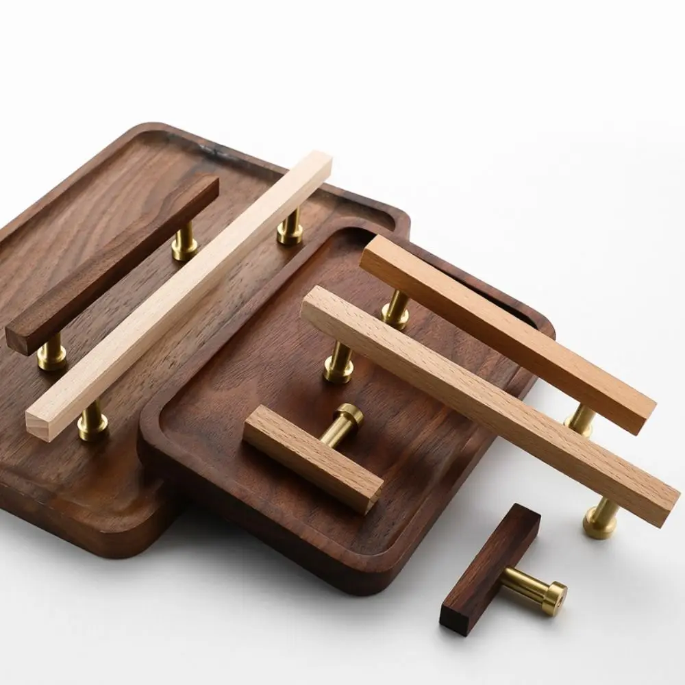 Tiradores de gabinete de madera de nogal de alta gama, tiradores de cajones modernos de diseño lujoso, tiradores de gabinete de madera de haya minimalistas para cocina