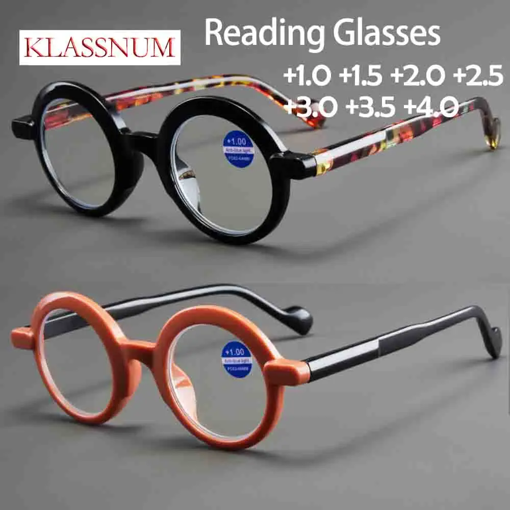 Vintage Small Round Reading Glasses Ladies Fashion Blue Light Blocking Far Sight Eyeglasses Finished Optical Computer Eyewear