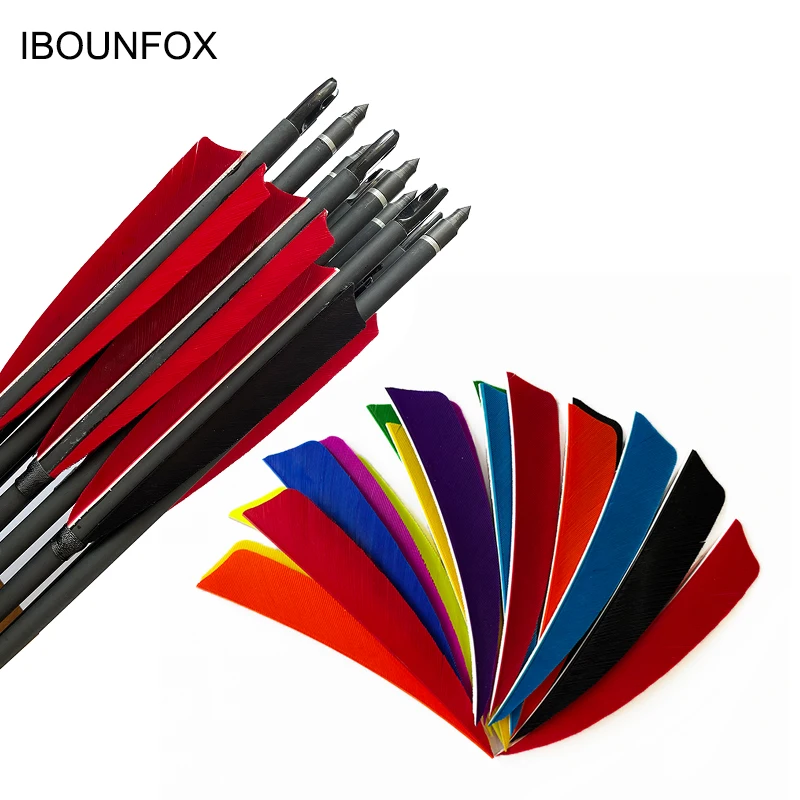 IBOUNFOX 100Pcs Archery Arrow Feathers 4 Inch Hunting Arrow Fletching Fletches Right Wing Shield Arrow Vanes Rest