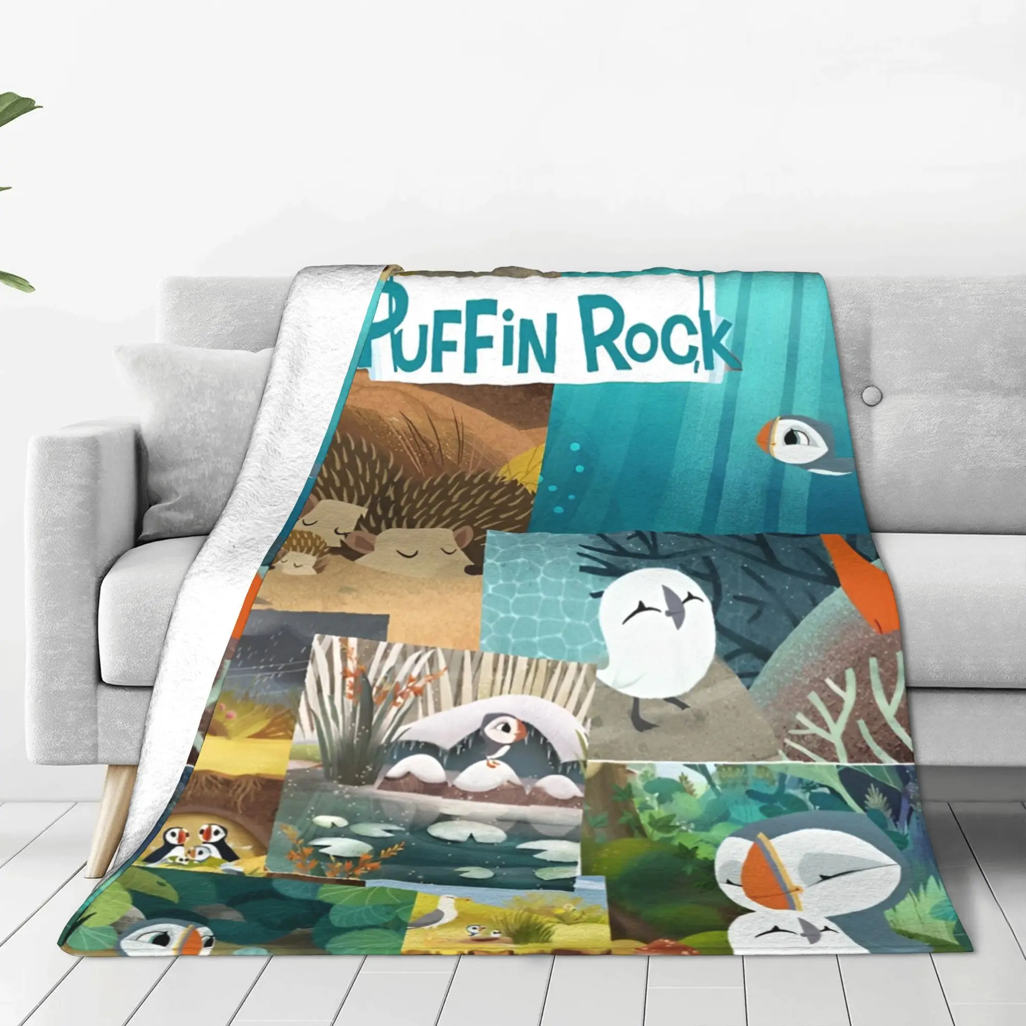 Puffin Rock and the New Friends Cartoon Anime Blanket Multiple Sizes Warm Cozy Fluffy  Throw Blankets for Couch Sofa and Bed