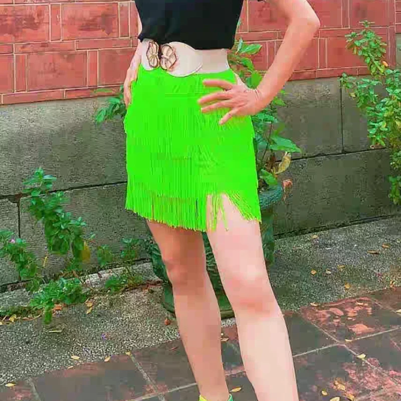 Adult Latin Dance Wear Fringe Bodycon Skirt Women's Cha-Cha Practice Wear Bottom Fringe Moves With Dance Steps Fits Waist&Hips