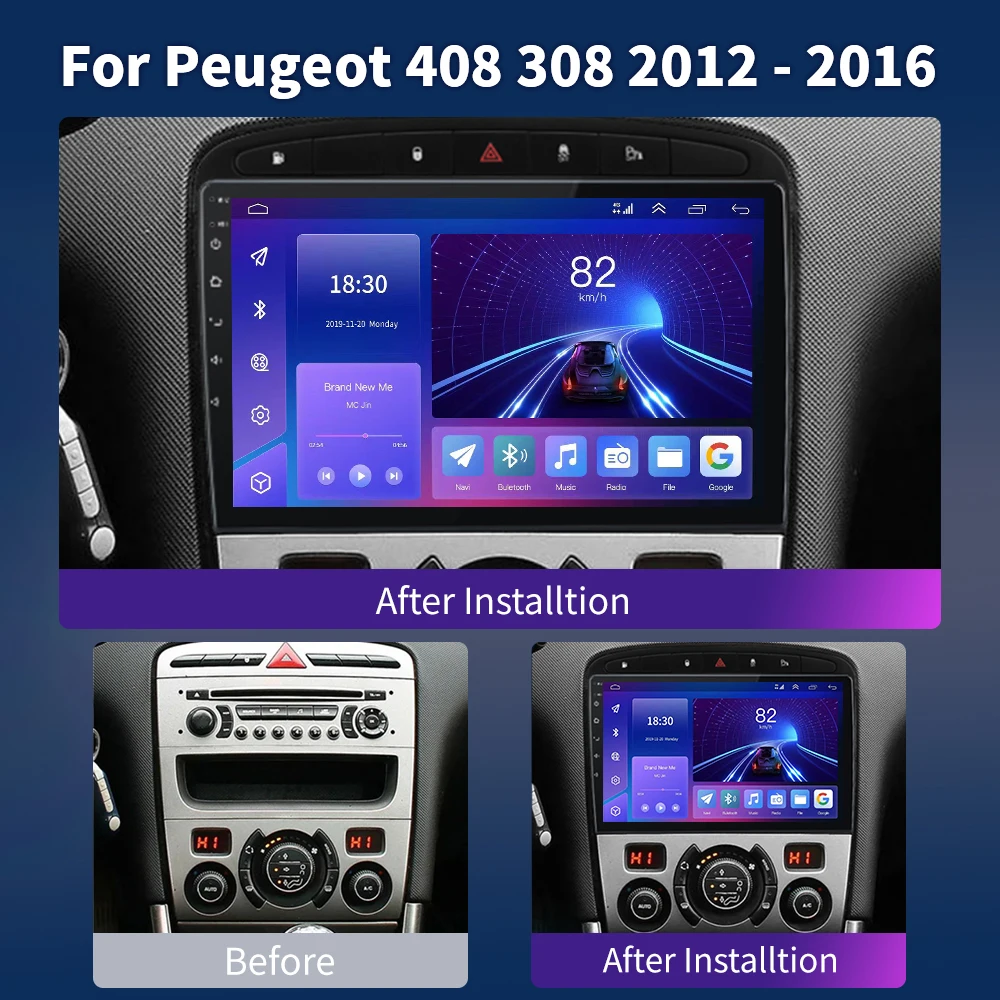 أندرويد السيارات لبيجو RCZ 308 SW 2007 - 2015 408 2012 - 2020 راديو السيارة الوسائط المتعددة نظام تحديد المواقع والملاحة اللاسلكية Carplay DSP No 2din