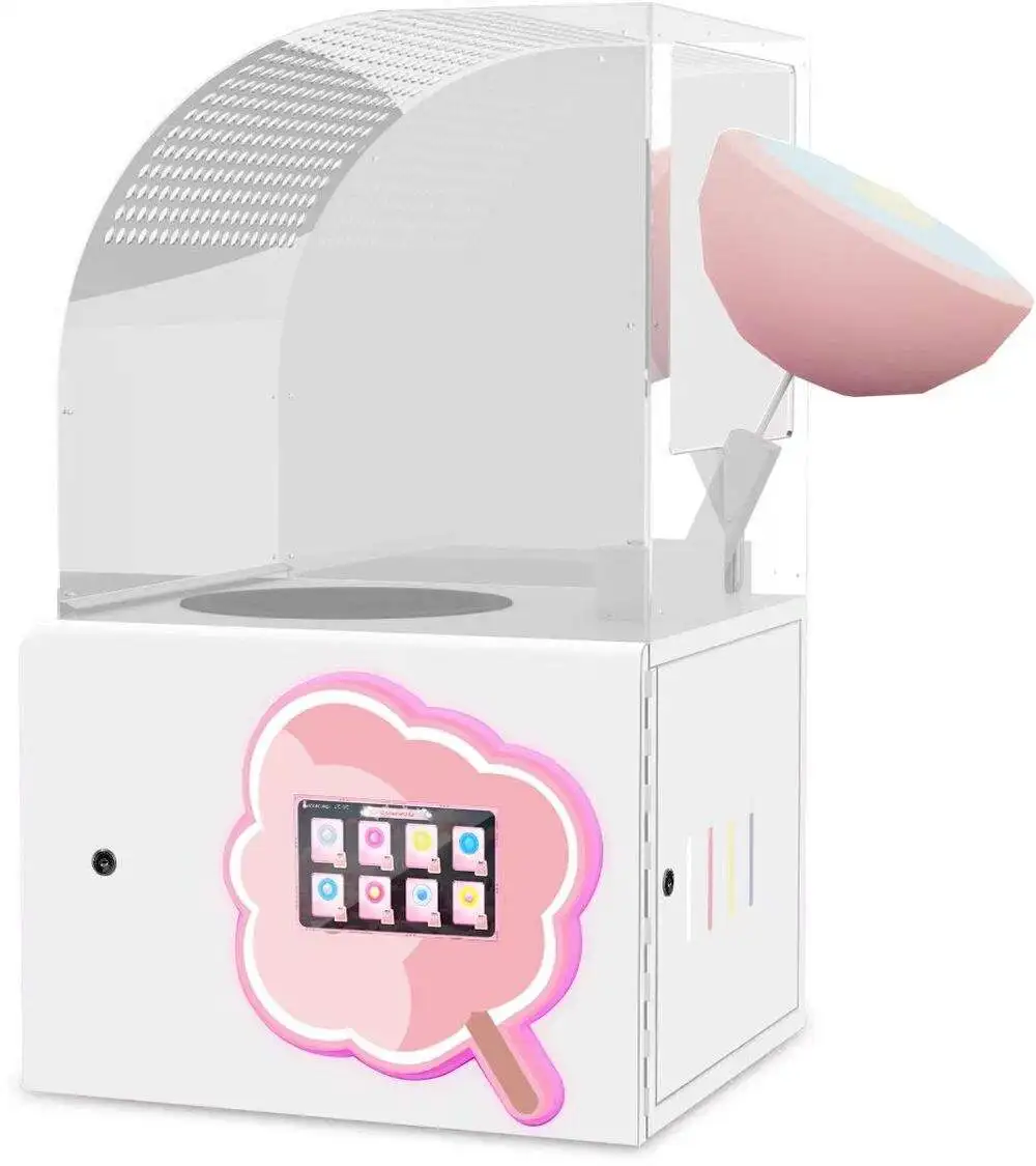 New Electric Mini Cotton Candy Maker 1L Capacity Household & Commercial Use Easy To Operate With Transparent Cover