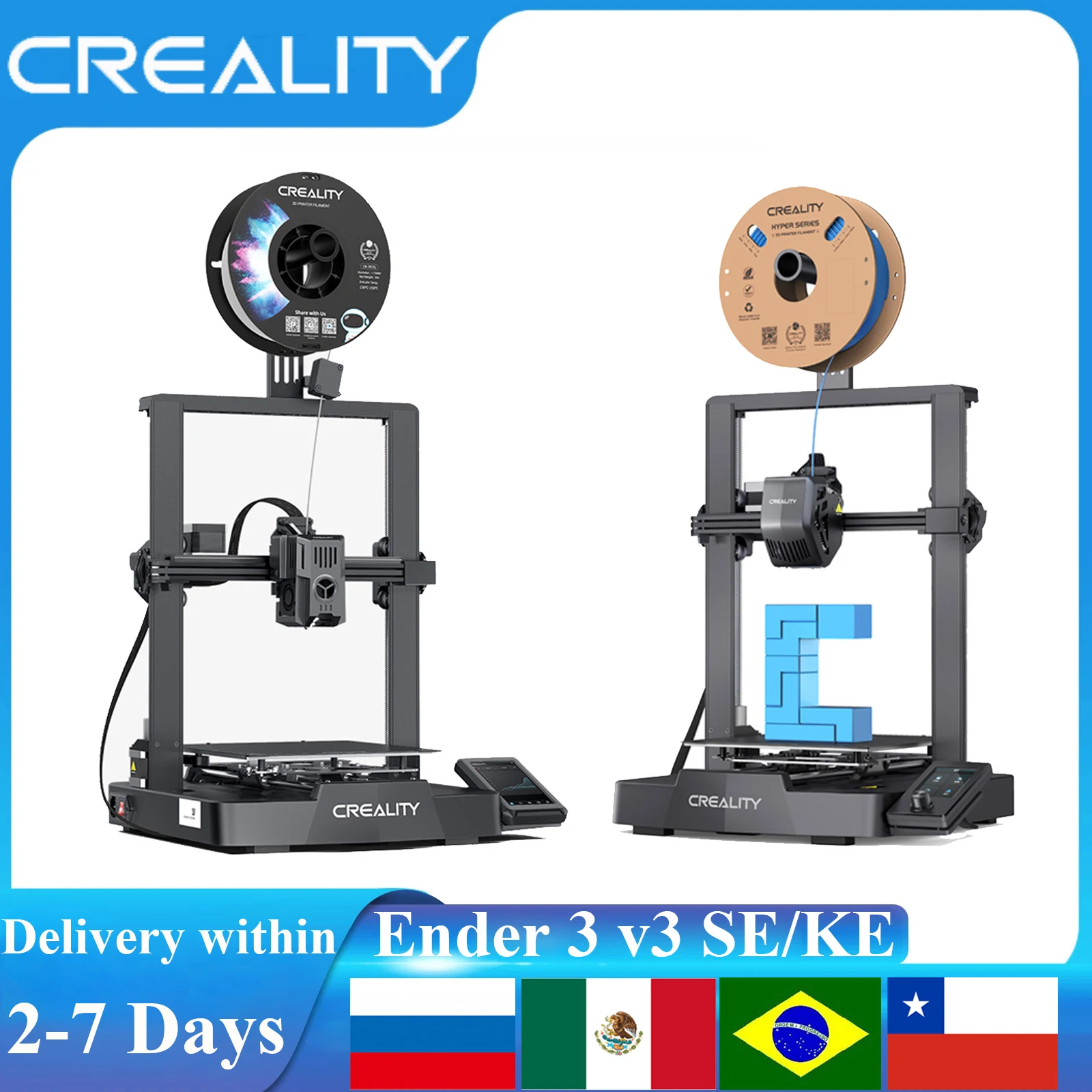 Creality Ender 3 V3 SE/KE 3D 프린터 스프라이트 직접 압출, 고속 인쇄 속도 듀얼 Z축 CR 터치 제어 화면, 250 mm/S 