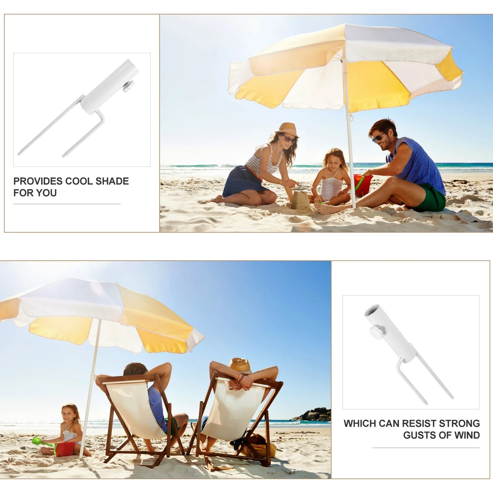 Beach Umbrella Holder Stand Outdoor Parasol Base Spike for Anchor White