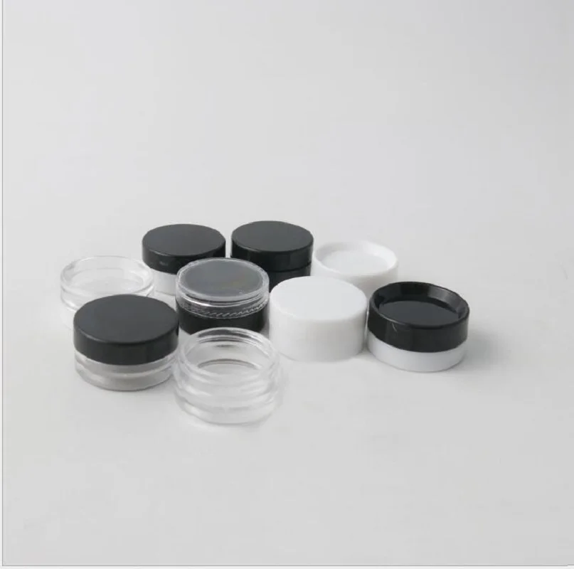 1G Ronde Plastic Crèmekleurige Fles Pot Oogschaduw/Power/Monster/Art Nagelcontainer Huidverzorging Cosmetische Verpakking