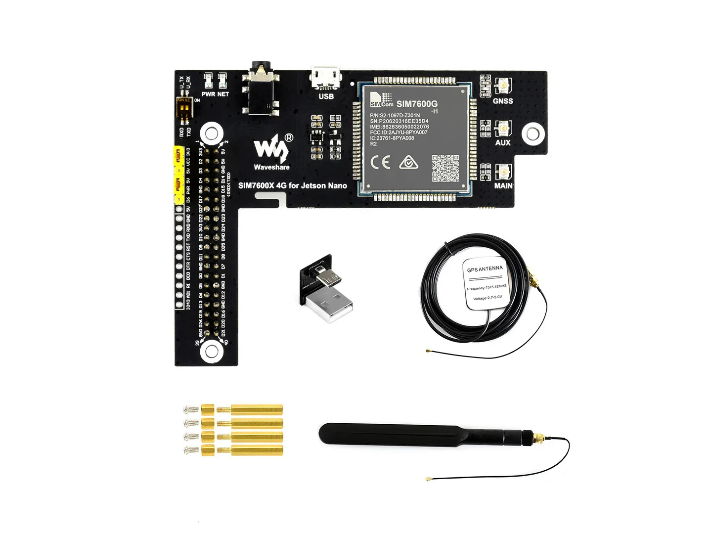 Waveshare SIM7600G-H 4G for Jetson Nano,4G/3G/2G/GNSS Module for Jetson Nano, LTE CAT4, Global Applicable