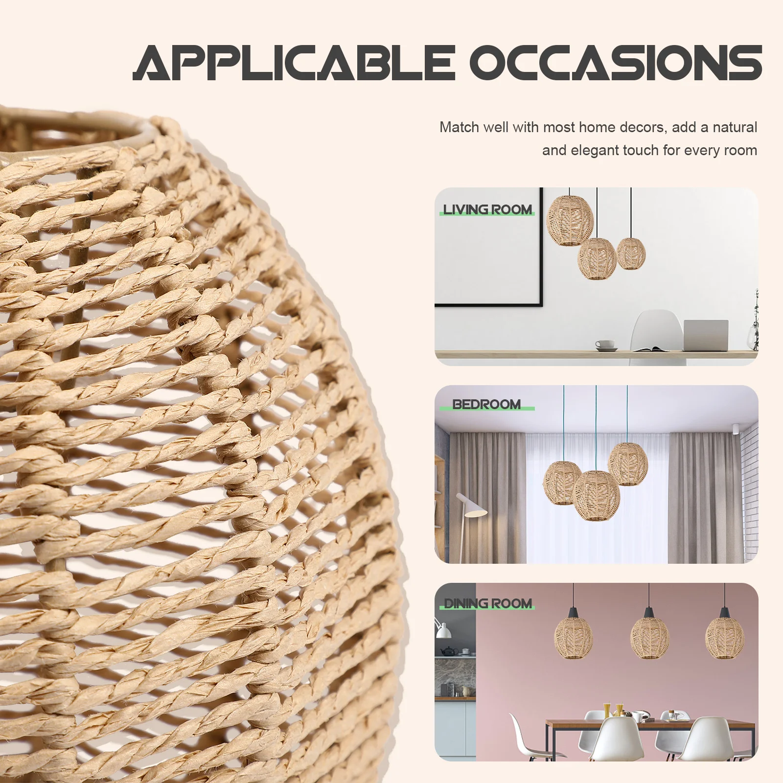 Wicker Imitation Rattan Lampshade Light Bulbs Covers Lampshades for Table Ceiling