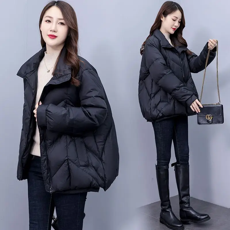 

Midlife Mom's down Jaet Women's Loose A-Line Slimming Stand Collar Soft Cozy Korean Sle Warm Outerwear Ele Online