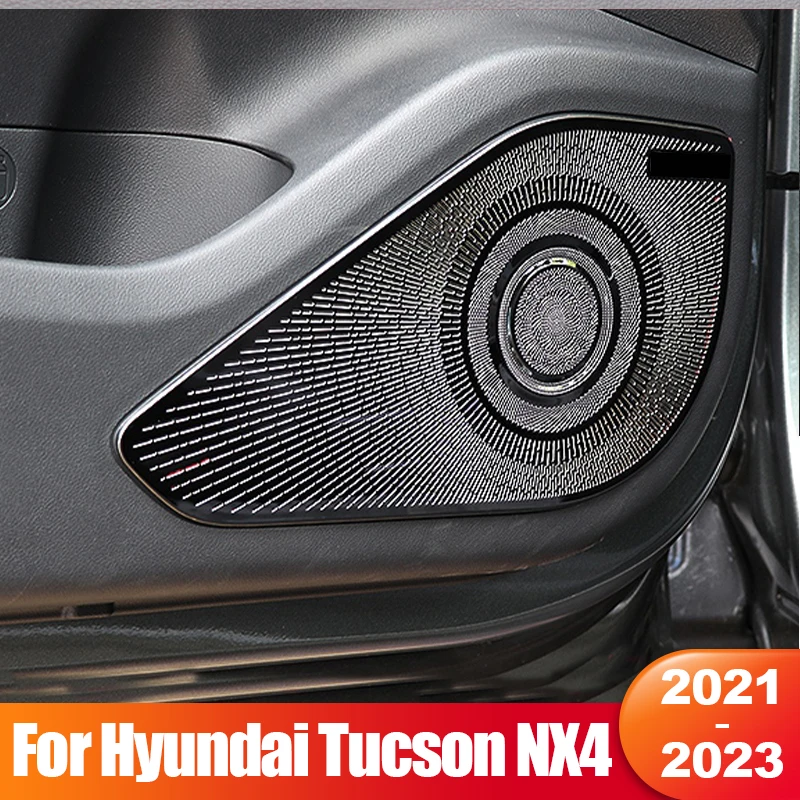 

For Hyundai Tucson NX4 2021 2022 2023 Hybrid N Line Car Door Audio Speaker Cover Stickers Stainless Steel Accessories