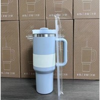 40oz Tote Mug with Handle, 40oz Travel Mug with Lid, Straw Lid, Stainless Steel, Water Iced Tea, Men's & Women's Coffee Gift Mug
