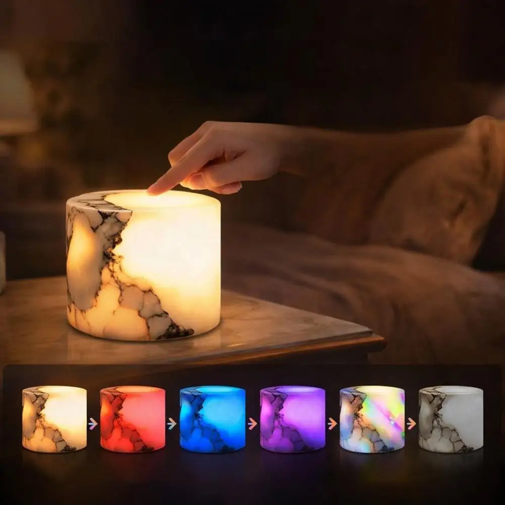 

Elegant Marble Touch Control Lamp with Rechargeable Battery Home Bedside Lighting Suitable for Bedroom Decorating