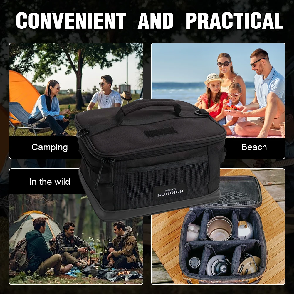 Bolsa de almacenamiento impermeable para acampada con múltiples bolsillos, organizador de utensilios de cocina para acampar, bolso cruzado resistente para senderismo al aire libre y Camping