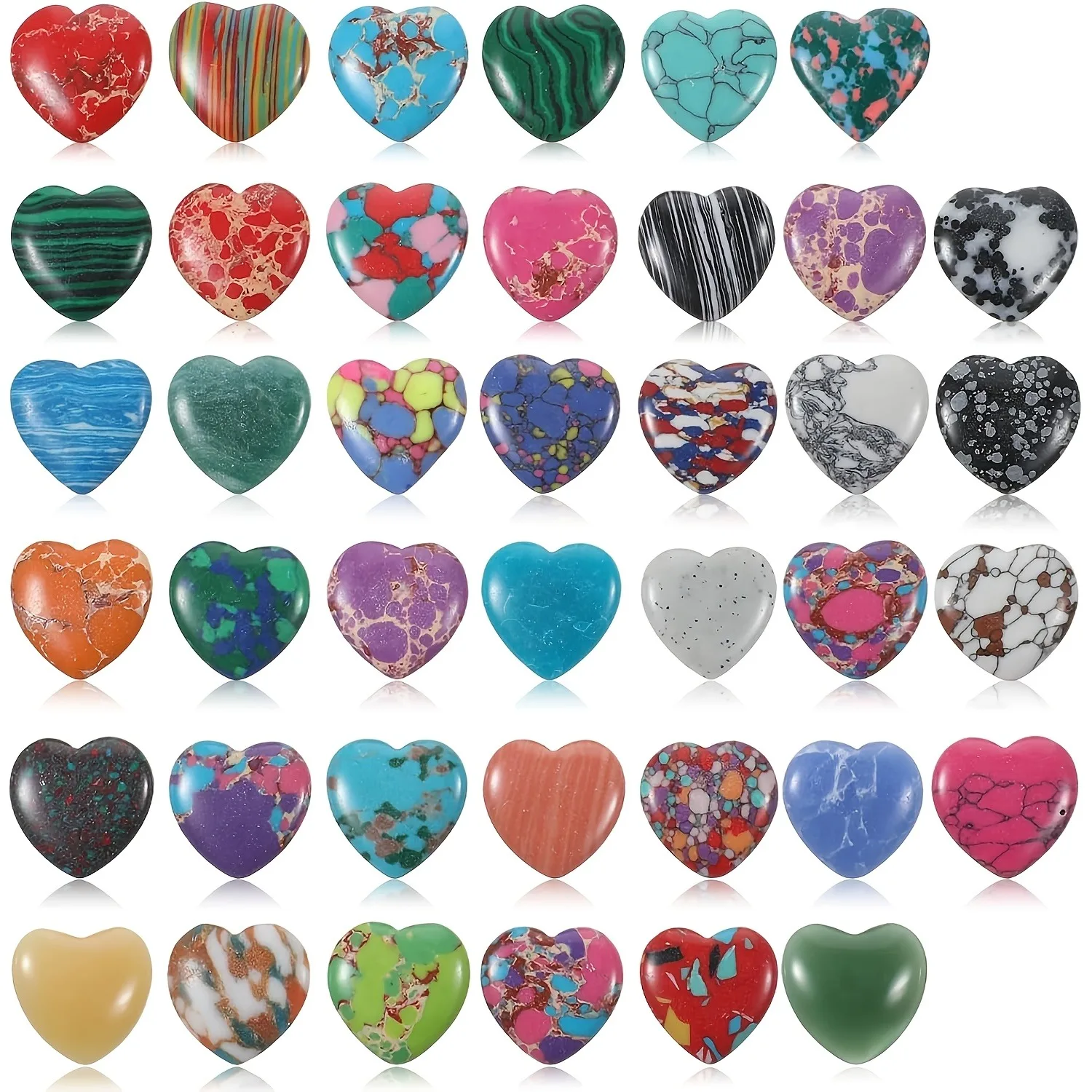 20Pcs Heart Shaped Worry Stones, Heart Crystals Bulk, 0.8 Inch Gemstones, Assorted Cute Natural Heart Crystal Set