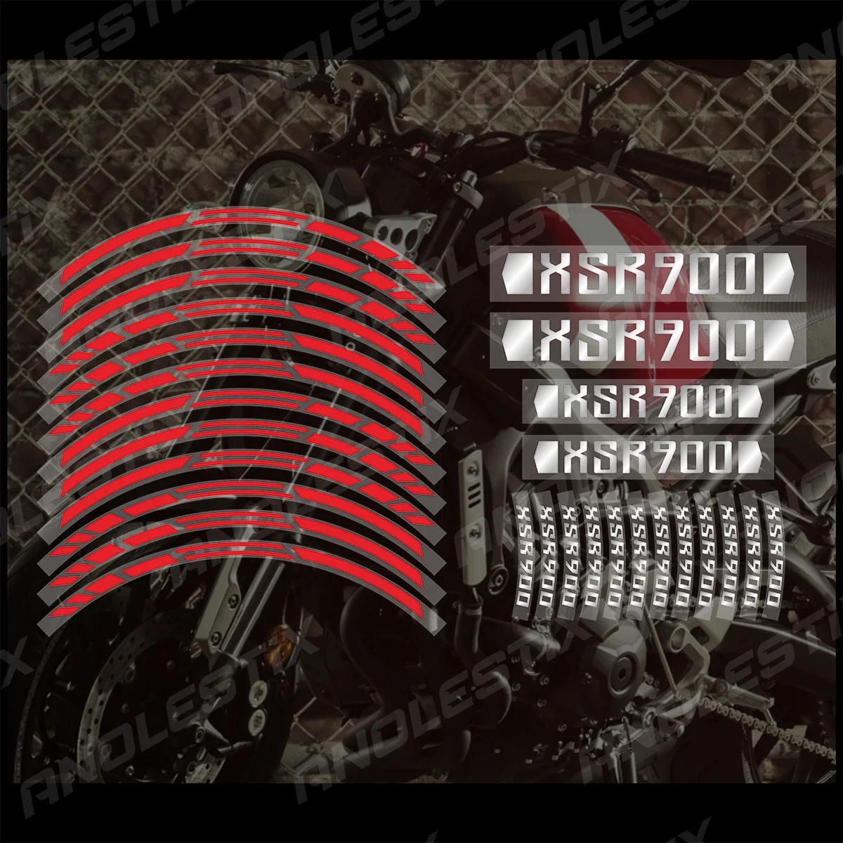 AnoleStix nastro riflettente della banda del bordo della decalcomania del mozzo dell'autoadesivo della ruota del motociclo per YAMAHA XSR 900 XSR900