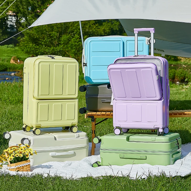 

Front open luggage Female 18 "lightweight boarding multi-function suitcase 24" password suitcase male