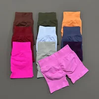 HISTELLO Short de sport pour femme 4,5 pouces, taille basse, pour fitness, course à pied, entraînement, yoga, effet froncé aux fesses, sans couture 3