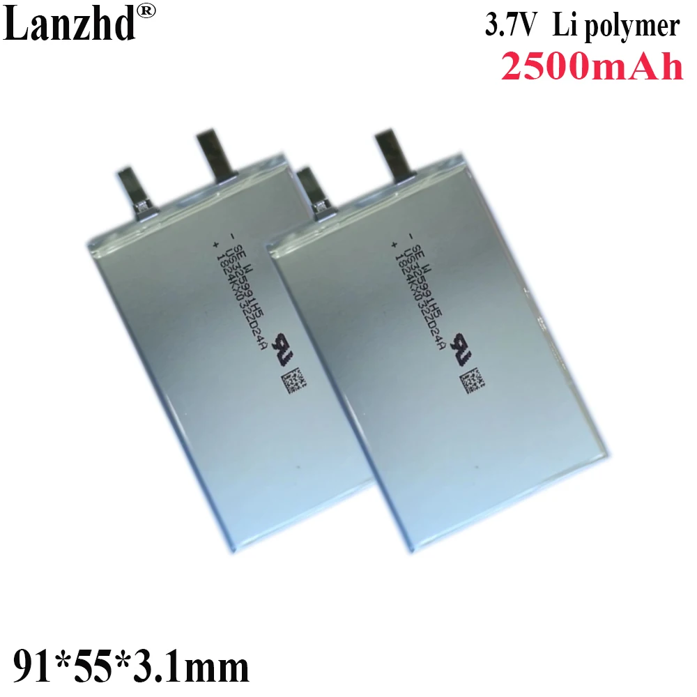 3.8V Li polymer battery 2500mAh For  Mobile phone built-in battery medical device Bluetooth speaker battery 315591