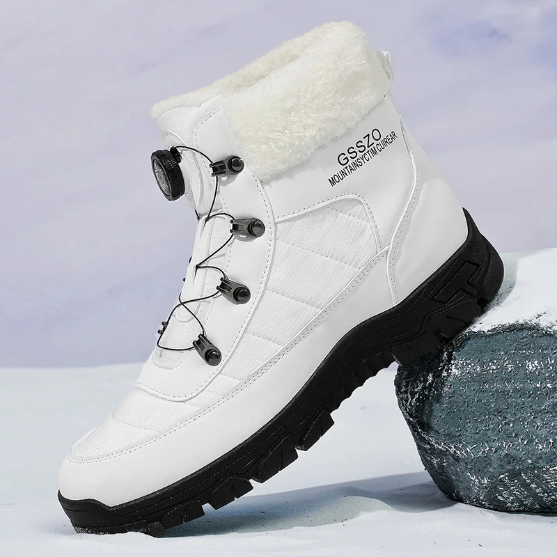 

Winter Men Boots Outdoor Men Snow Boots High Top Cotton Boots with Fur Waterproof Non-slip Ankle Boots Lightweight Work Boots