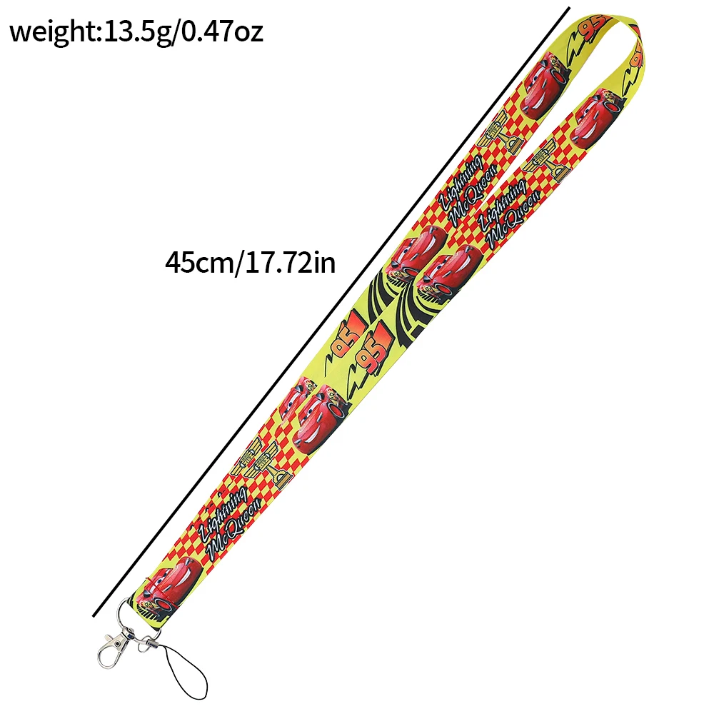 Pixar Automotive Lightning McQueen Rope ID Logo Clip Design colorato in stile anime adatto per chiavi, telefoni cellulari, cartoline stradali