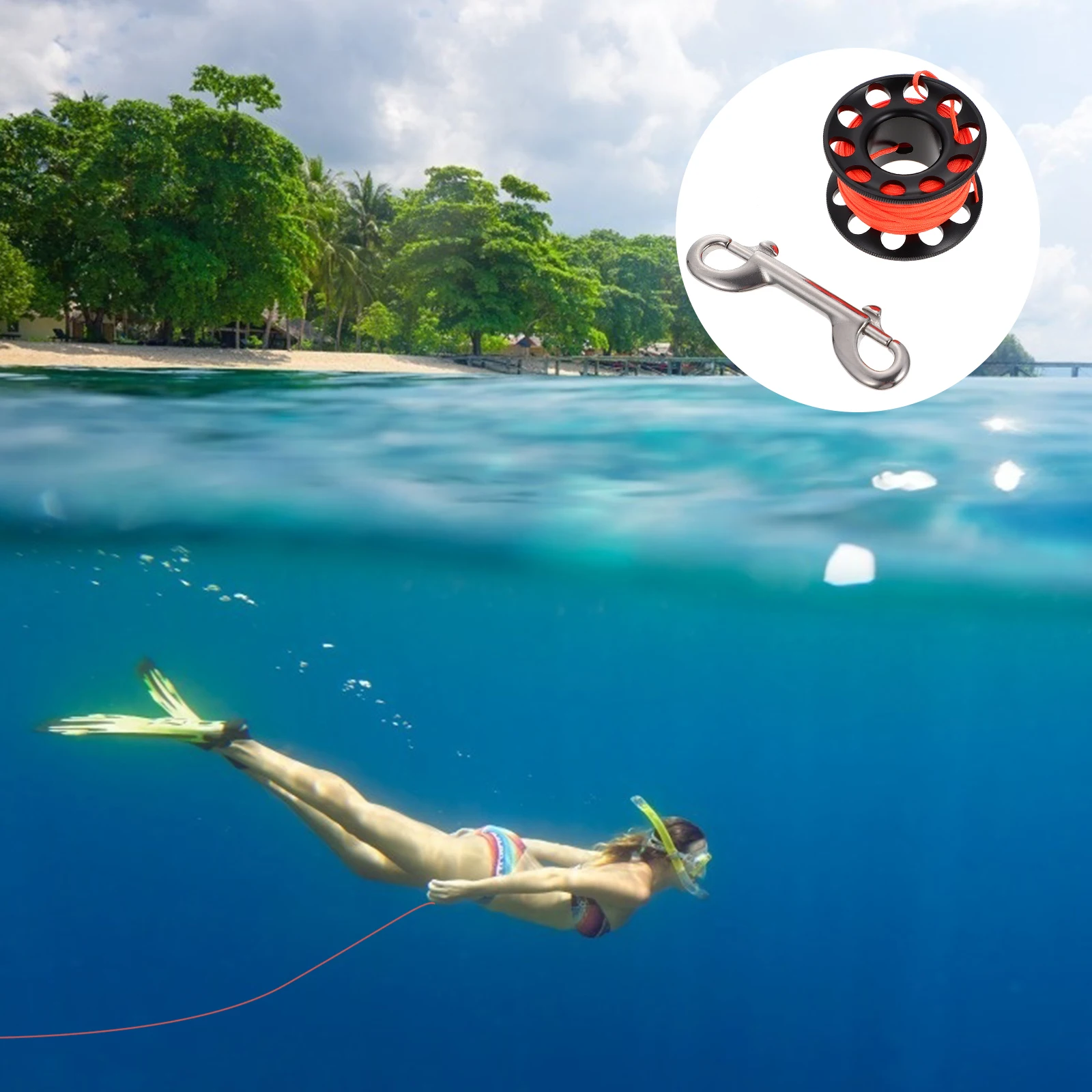 

1 set Aluminum Alloy Line Scuba Cave Finger Spool Anti Tangle Device Lightweight Reel Snap Clip Underwater Snorkeling