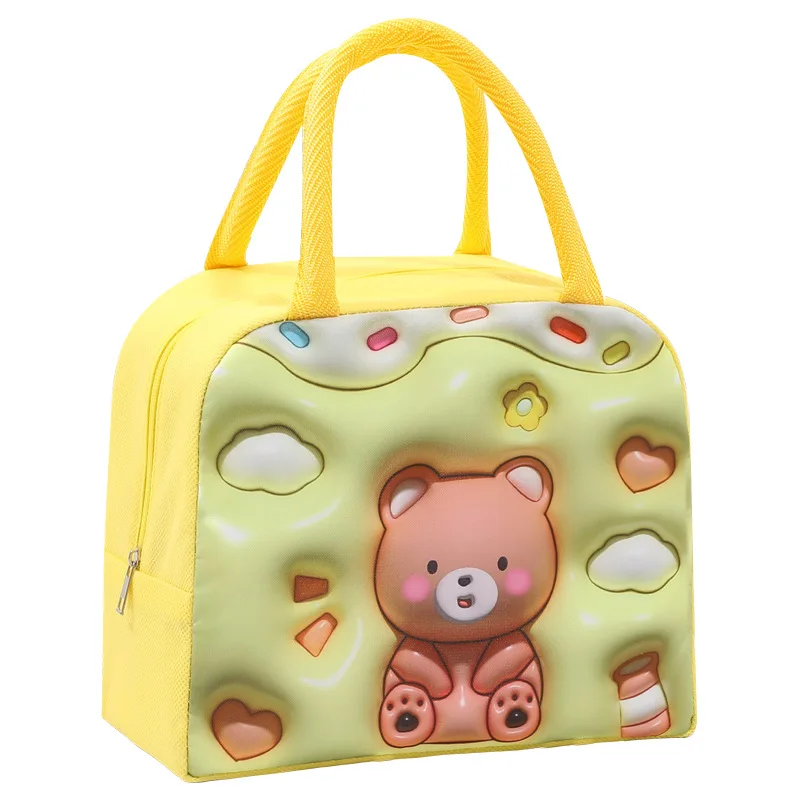 Kawaii Cartoon Rabbit Bento Bag 3D Three-dimensional Pattern Lunch Box Bag Large Capacity Lunch Bag with Lunch Heat Preservation