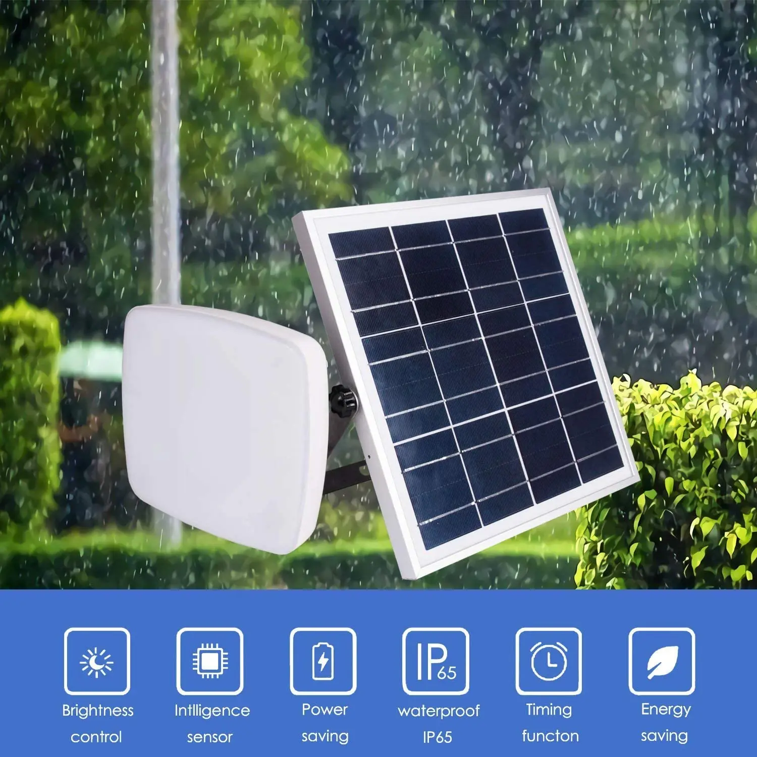 60W Solar Sensor LED Ceiling Light Dimmable Solar Lamp With Remote Sunlight Split Outdoor Indoor Remote Solar Flood Light