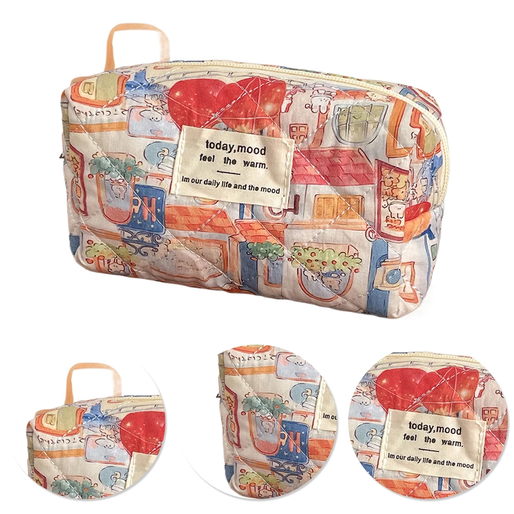 Quilted Makeup Bag Cosmetic Organizer Bag Large Capacity Makeup Storage Bag Little Rabbit Cosmetic Holder Bag for Outdoor Travel