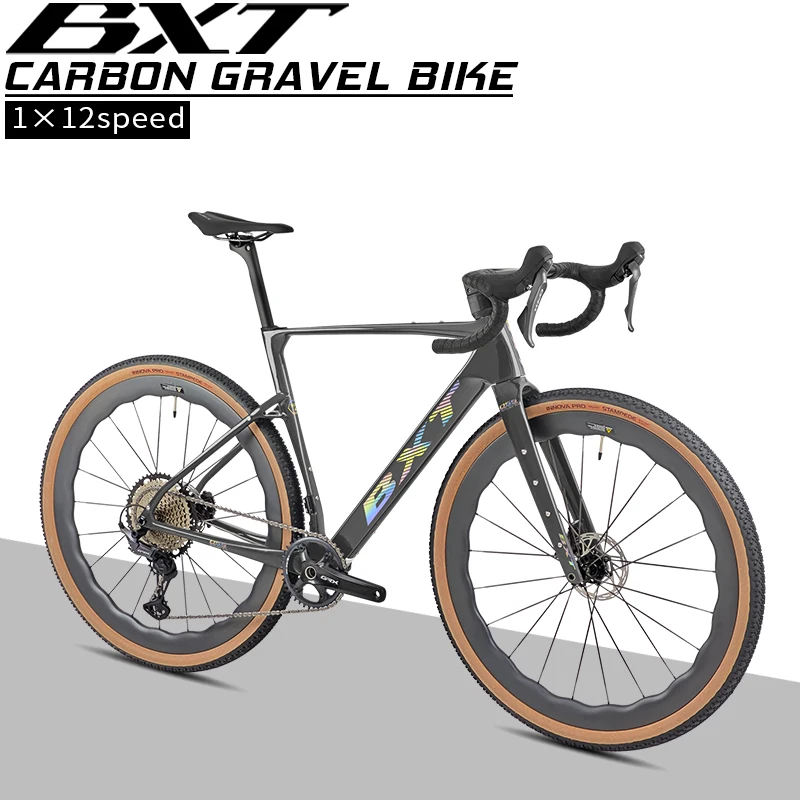 

BXT New T1000 Carbon Fiber Gravel Bike carbon fiber wheels and spokes, with GRX RX820 1x12 Speed,for mountain and road riding