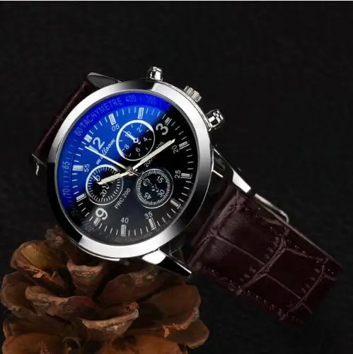 2022 Fashion cinturino in pelle da uomo analogico Quarts orologi Blue Ray orologio da polso da uomo orologi da uomo top Brand Luxury Casual orologio maschile