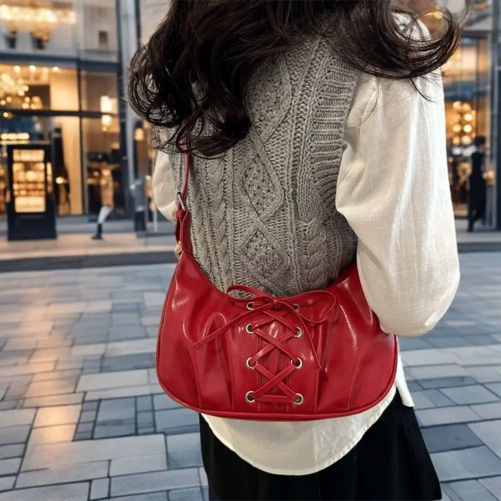 

Fashion Bowknot Bow Handbag Balletcore Korean Style Bow Tie Shoulder Bag Crossbody Bag PU Leather Underarm Bag Streetwear