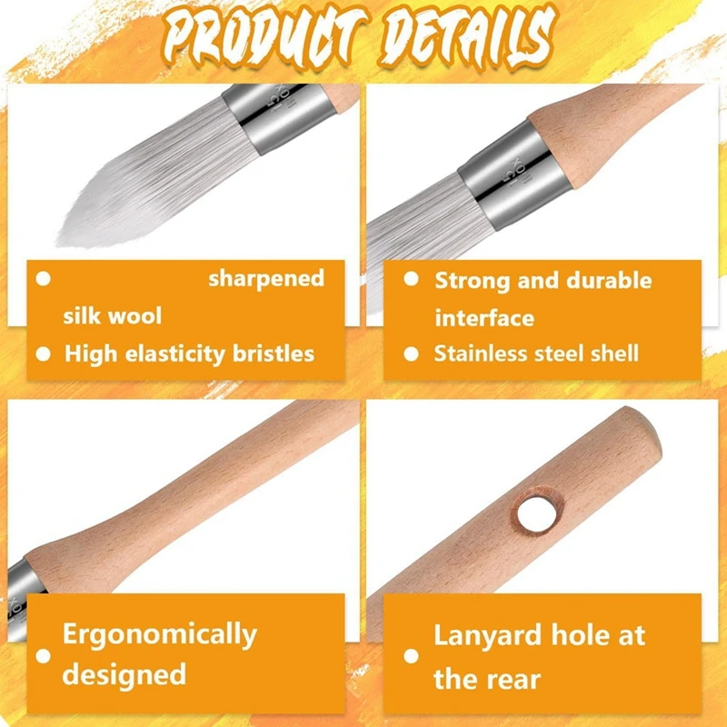 12Pcs Trim Painting Tool Edge Clean Painting Tool Corner Paint Brush Round Small Paint Brushes Thin Trim Brush Durable