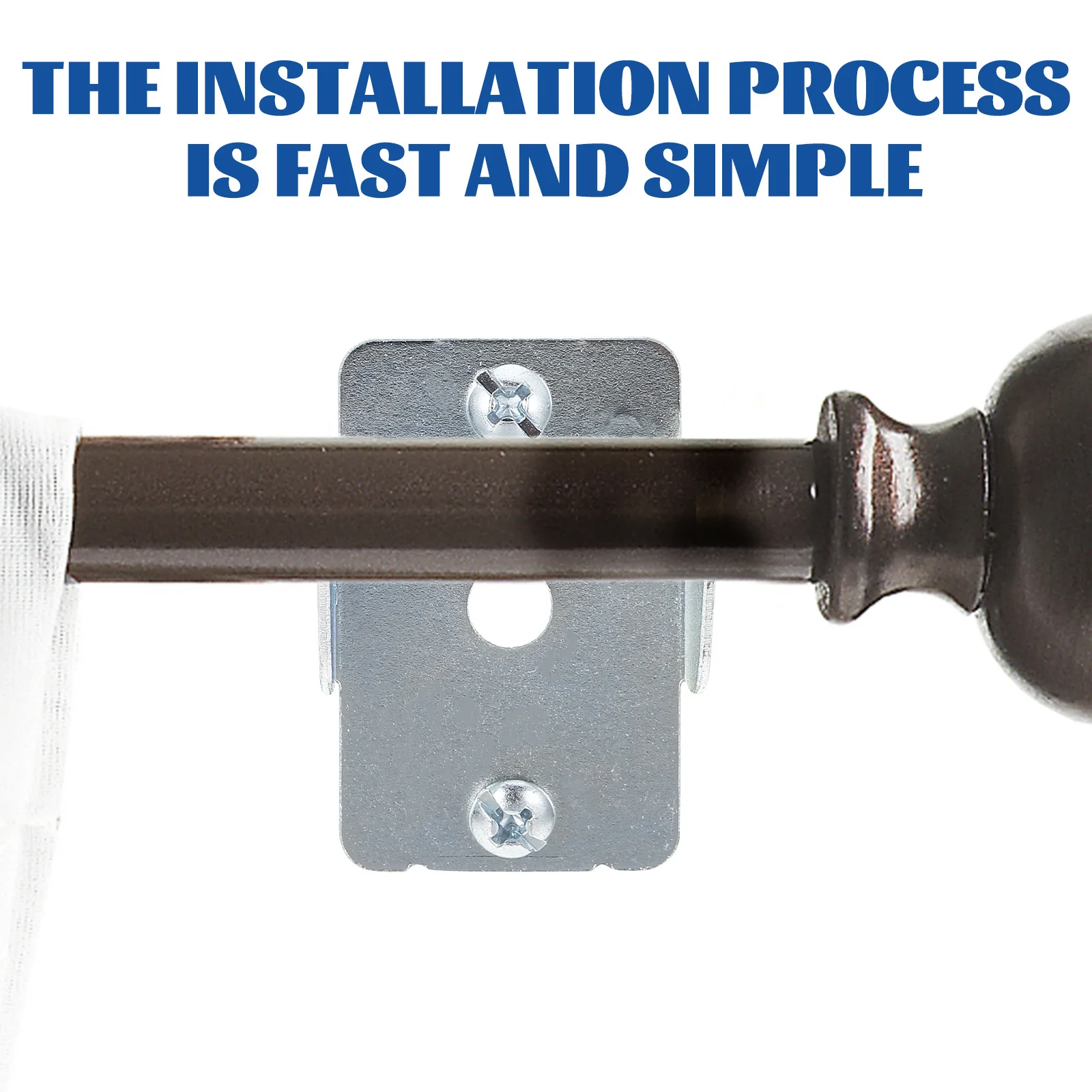 

2 set Metal Curtain Rod Brackets Heavy Duty Support Holders For Home Office Living Room Bedroom Kitchen Window Mounting