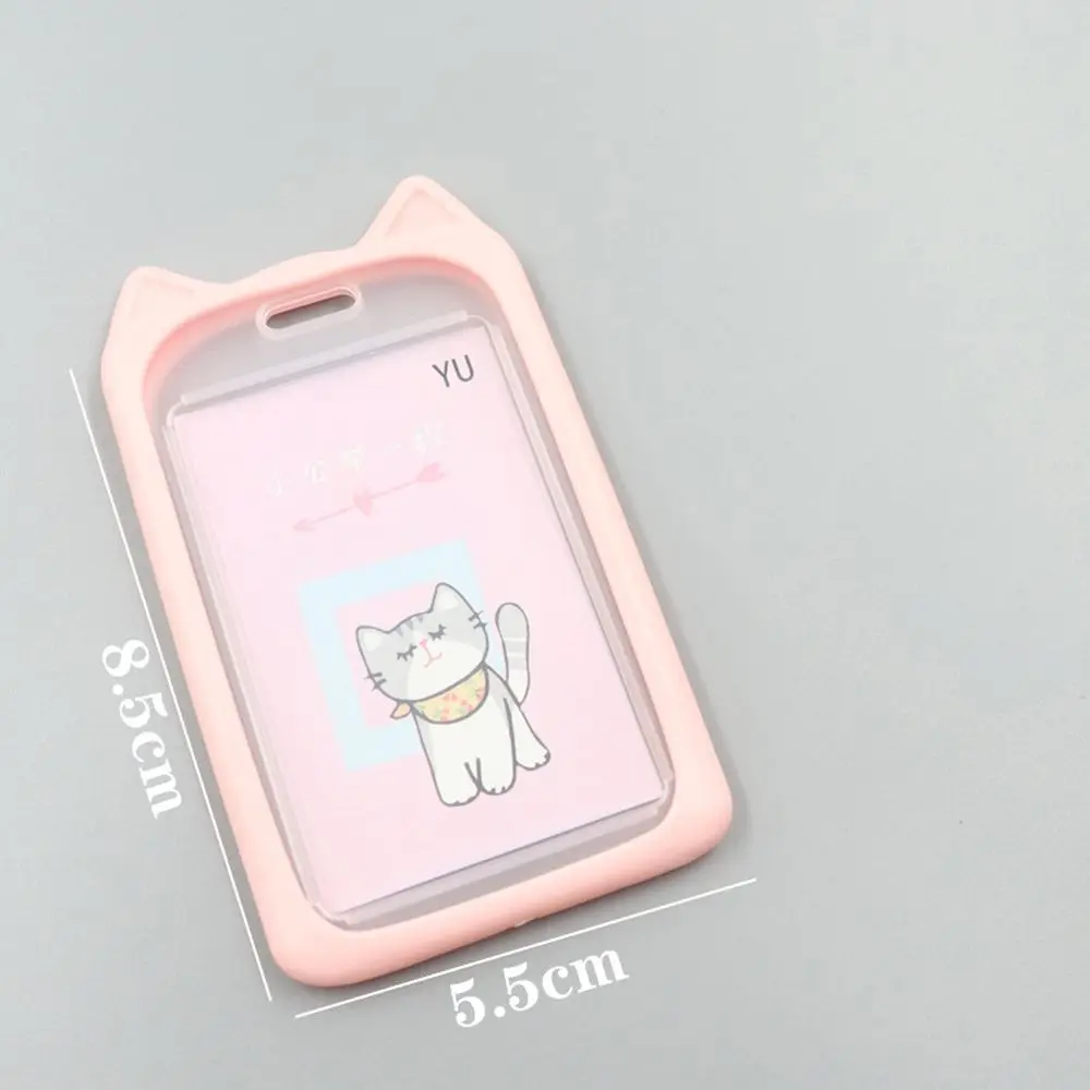 1Pc Cartoon Cat Card Holder Candy Color ID Card Sleeve Retractable Reel Lanyard Identity Credit Cover Case Bank Bus Card Case