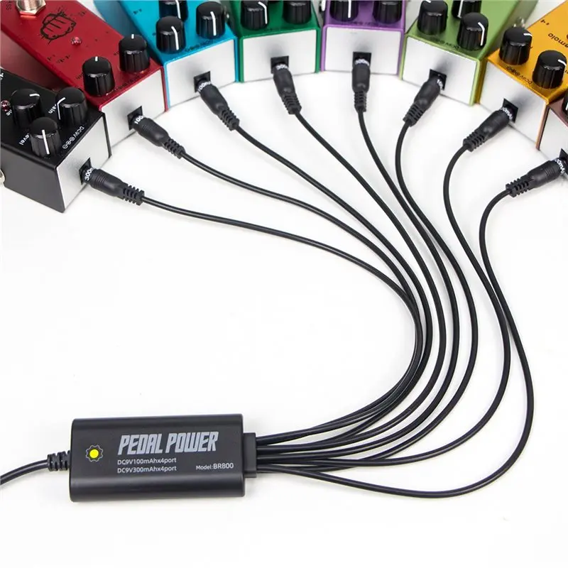 B72ABG Guitar Pedal Power Supply Portable Pedal Power Supply with 8 Isolated DC Outputs for 9V Effect Pedal Board USB Input