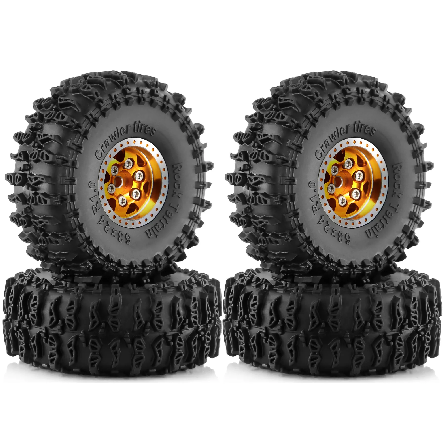 

4 шт., наружный диаметр 63 мм 1,0 дюйма, набор колес с металлическими бусинами для 1/18 RC гусеничного автомобиля TRX4M SCX24, обновленные детали, аксессуары